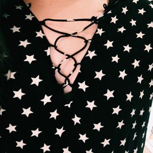 Lace up star blouse